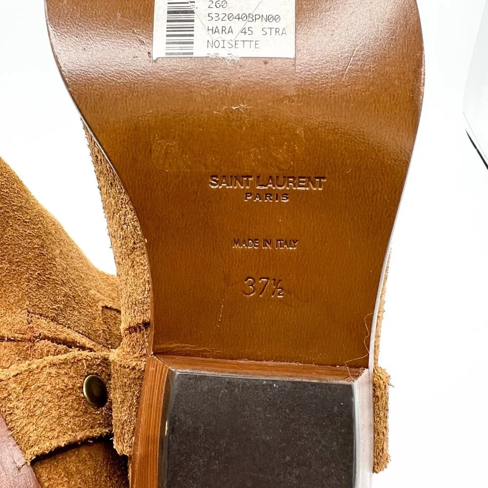 Saint Laurent Brown Leather Suede Wyatt Harness Boots/ New without Box - Picture 13 of 13